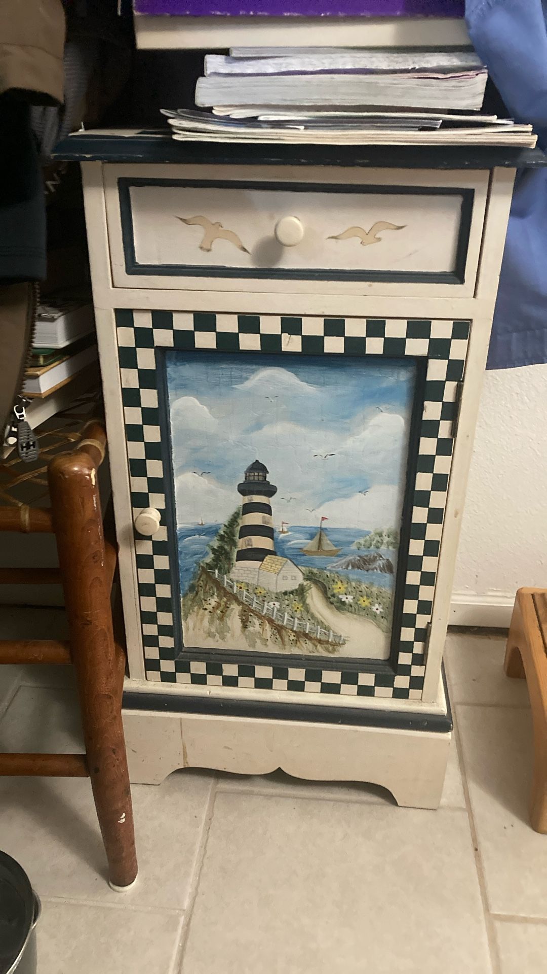 Side Stand With Checker Board Top