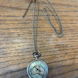 Australia Map Necklace & Pocket Watch In Excellent Condition With Working New Battery