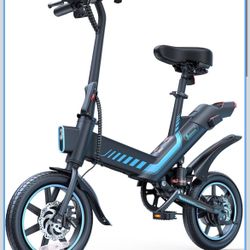 Electric Bike, Electric Bicycle with 18.5MPH Electric Bikes for Adults Teens E Bike with Pedals, 14" Waterproof Folding Mini Bikes with 374.4WH Batter
