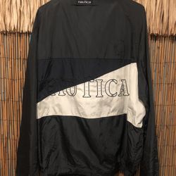 VTG Nautica  Sailing Windbreaker Jacket Mens Size XL Green Spell out. 