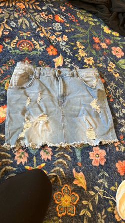 #11: Denim High Waisted Skirt Stretchy Distressed