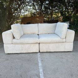 Beige Corduroy Sofa Couch