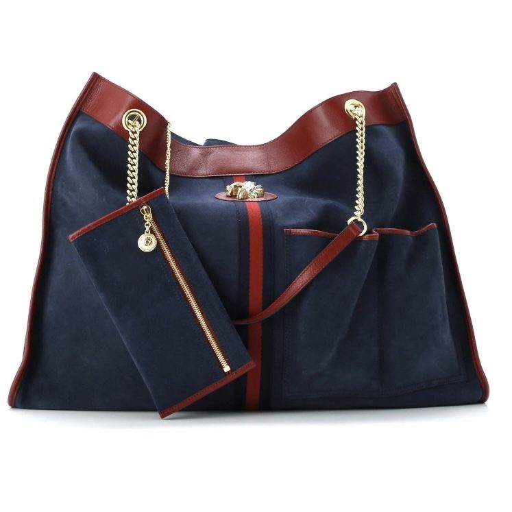 Gucci Authentic Rajah Chain Tote Suede Large