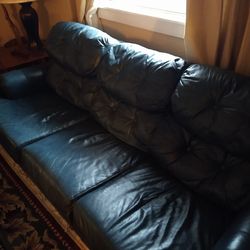 Blue leather sofa