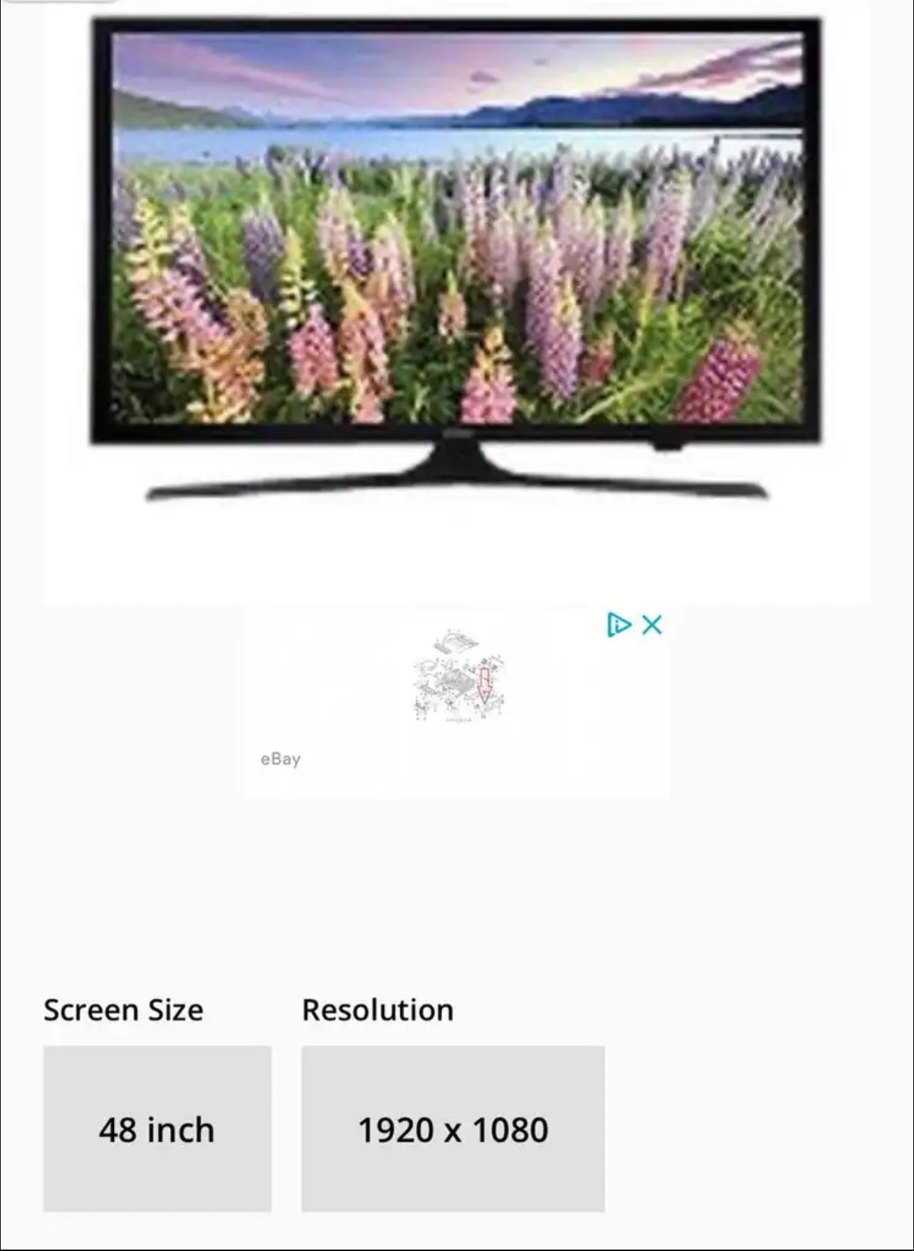 Samsung smart LCD TV 48” full HD resolution