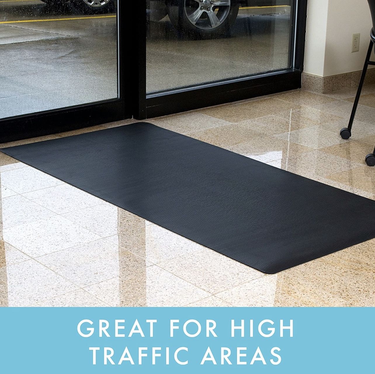 ClimaTex Indoor/Outdoor Rubber Scraper Mat, Door Mat for Traction and Floor Protection, 36" X 20', Black (9G-018-36C-20)