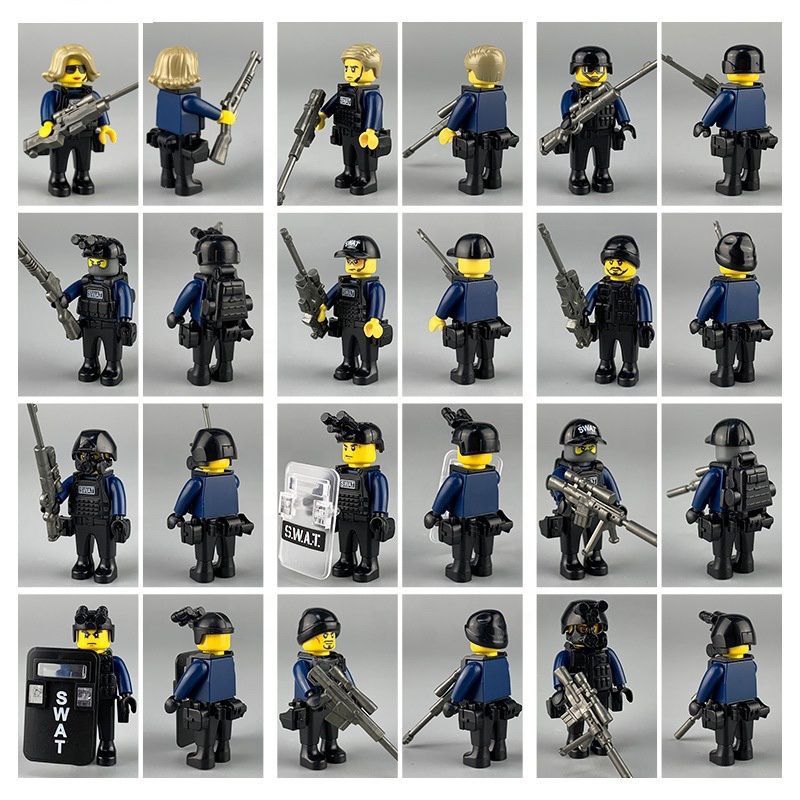 12 Lego SWAT Police Minifigs Mini Figures Set with Specialist Outfits