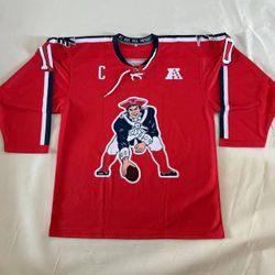 Brand New Marcus Jones Red Patriots Hockey Jersey Adult LARGE #10