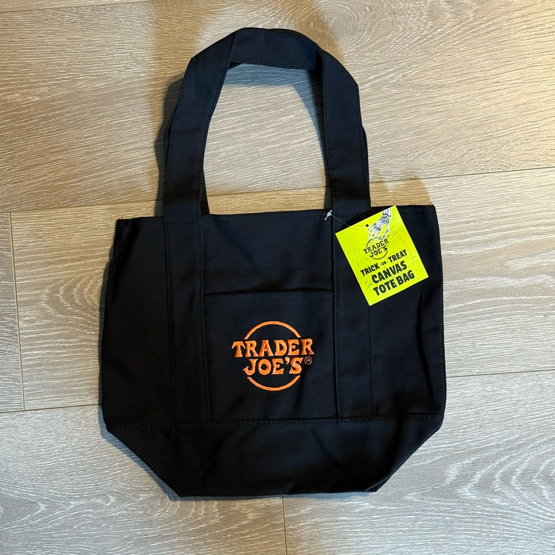 New Trader Joe’s Black Mini Halloween Trick Or Treat Canvas Tote Bag New with Tag 