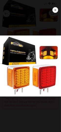 Partsam 2x Truck Trailer Square Double Face Pedestal Stop Turn Tail Amber/Red