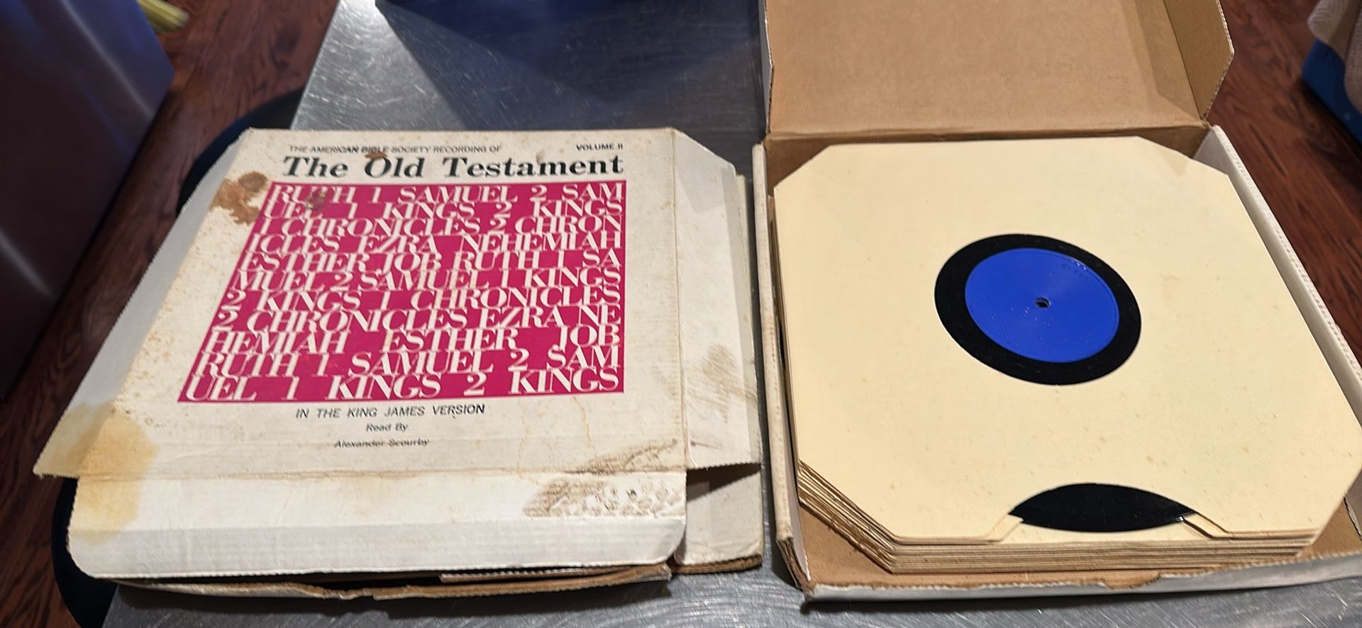 Vtg Alexander Scourby American Bible Society Records Kjv vol 2 and 3 boxes