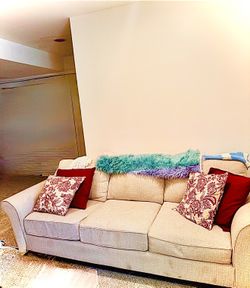 Macys beige 3- seater couch with cushions