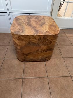 Modern Burl Wood Coffee Table – Rounded Square Design