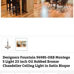 Designers Fountain 96985-ORB Montego 5 Light 23 inch Oil Rubbed Bronze Chandelier Ceiling Light in Satin Bisque

