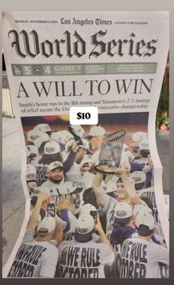 2025 - World Series Champions - LA Times Article 