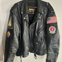 Vintage BONUS Genuine Full Grain Cowhide Leather Terminator Style Biker/Bomber Jacket/Coat