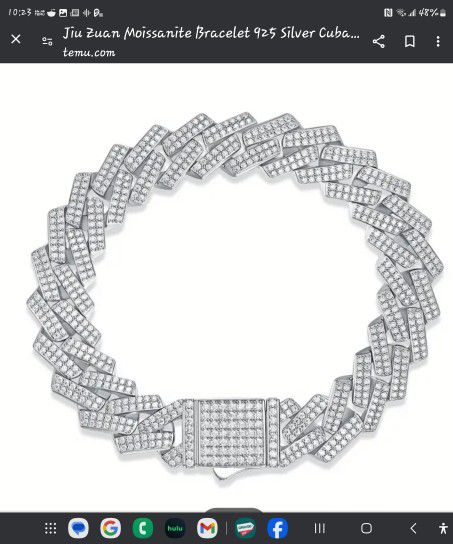 MOISSANITE CUBAN LINK  5.8CT  BRACELET 18K OVER 925 STERLING SILVER 8" .55 INCHES IN WIDTH  CERTIFICATE AND GRA REPORT INCLUDED 
