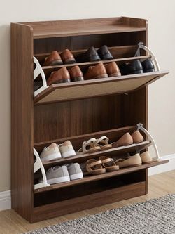 Two-Tier Wooden Shoe Cabinet