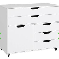 Costway 5-Drawer Mobile Chest Modern Cabinet With Casters 