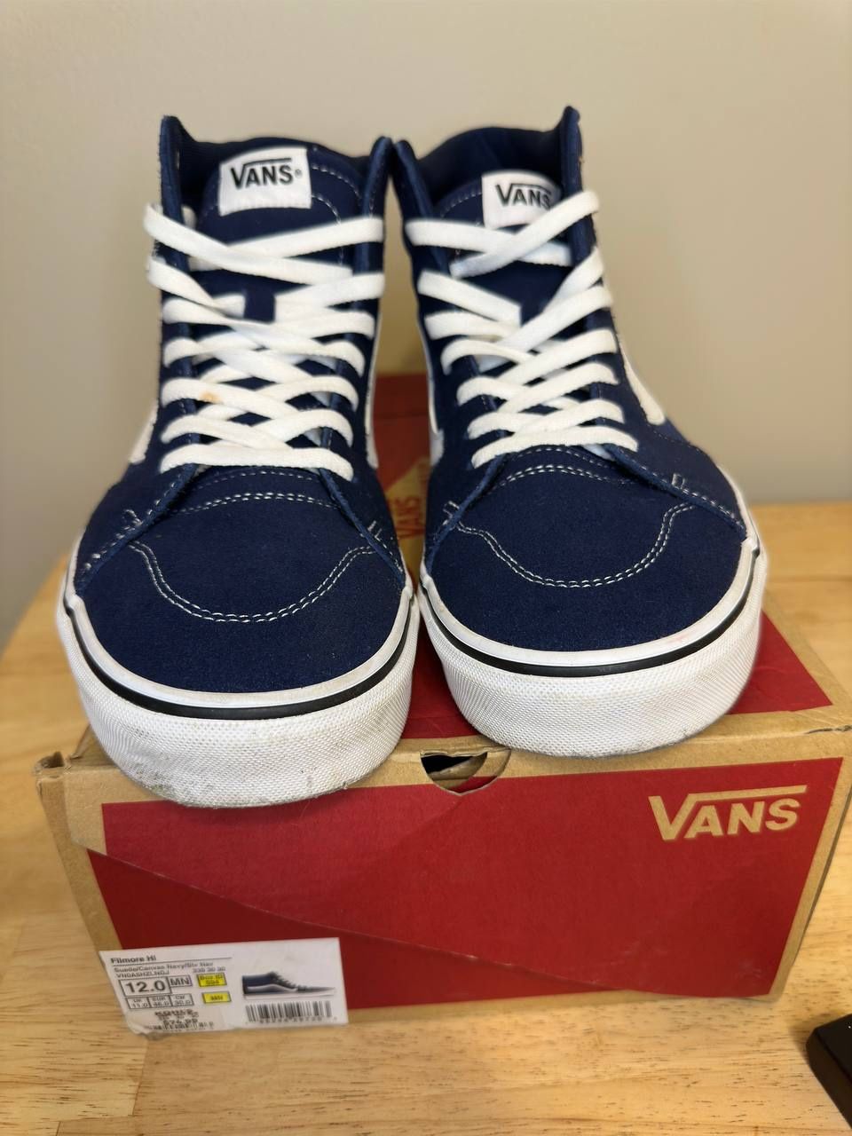 VANS Filmore Hi Navy Blue Suede Canvas Shoes Men's Size 12