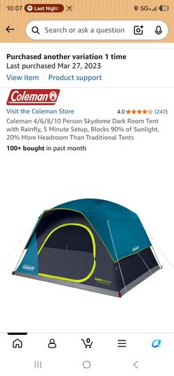 Coleman 6 Person Tent (Skydome Dark Room)