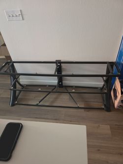 Black Metal Glass TV Stand Entertainment Center