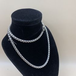David Yurman Sterling Silver Box Link 18” With Gold Tag