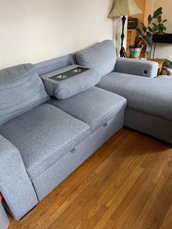 Moving! Gray Sofa with Storage Chaise