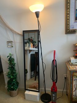 Nice vacuum cleaner and tall mirrors  and floor lights 95134
