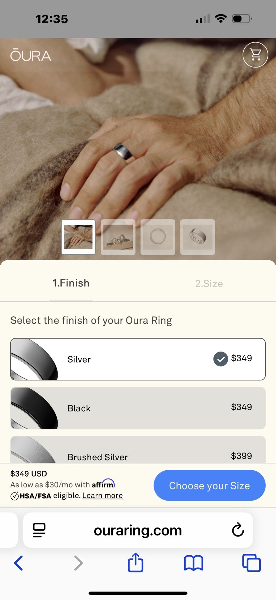 Oura Ring 4 Silver Size 9; $200 Firm