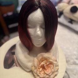 TISHINING Two Tone Short Hair Wigs for White Women Layered Red Pixie Cut Wigs