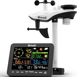 Govanli SA6 Weather Stations Wireless Indoor Outdoor,Home Weather Station with Rain Gauge Outdoor for Temperature,Humidity,Forecast,Pressure,Moon Phas