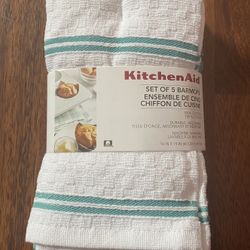 New KitchenAid Set of 5 Barmops Kitchen Towels 16” x 19”