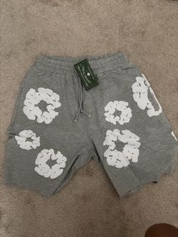 Grey denim tear shorts large
