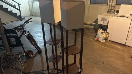 Shelf Floor Lamp with Square Shade