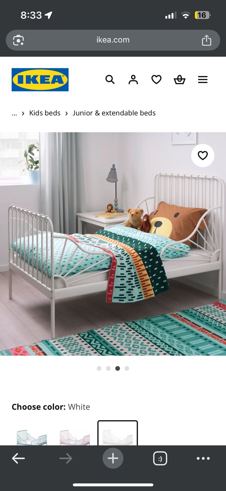 Ikea Minnen White Twin Bed frame