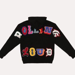Rolling Loud Big Chenille Zip-Up Hoodie (Black) – Rare Patchwork Streetwear