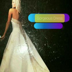 Gorgeous Beige And Gold Wedding Dress