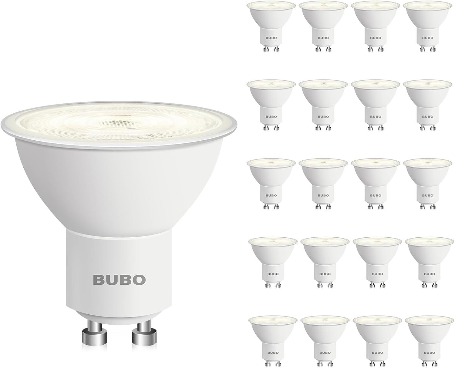 BUBO GU10 LED Bulb 6W Equivalent 50W, 3500K Natural White 650 Lumens, Non-Dimmable GU10 Bulb Replacement for Track Lighting, MR16 LED Bulb for Kitchen
