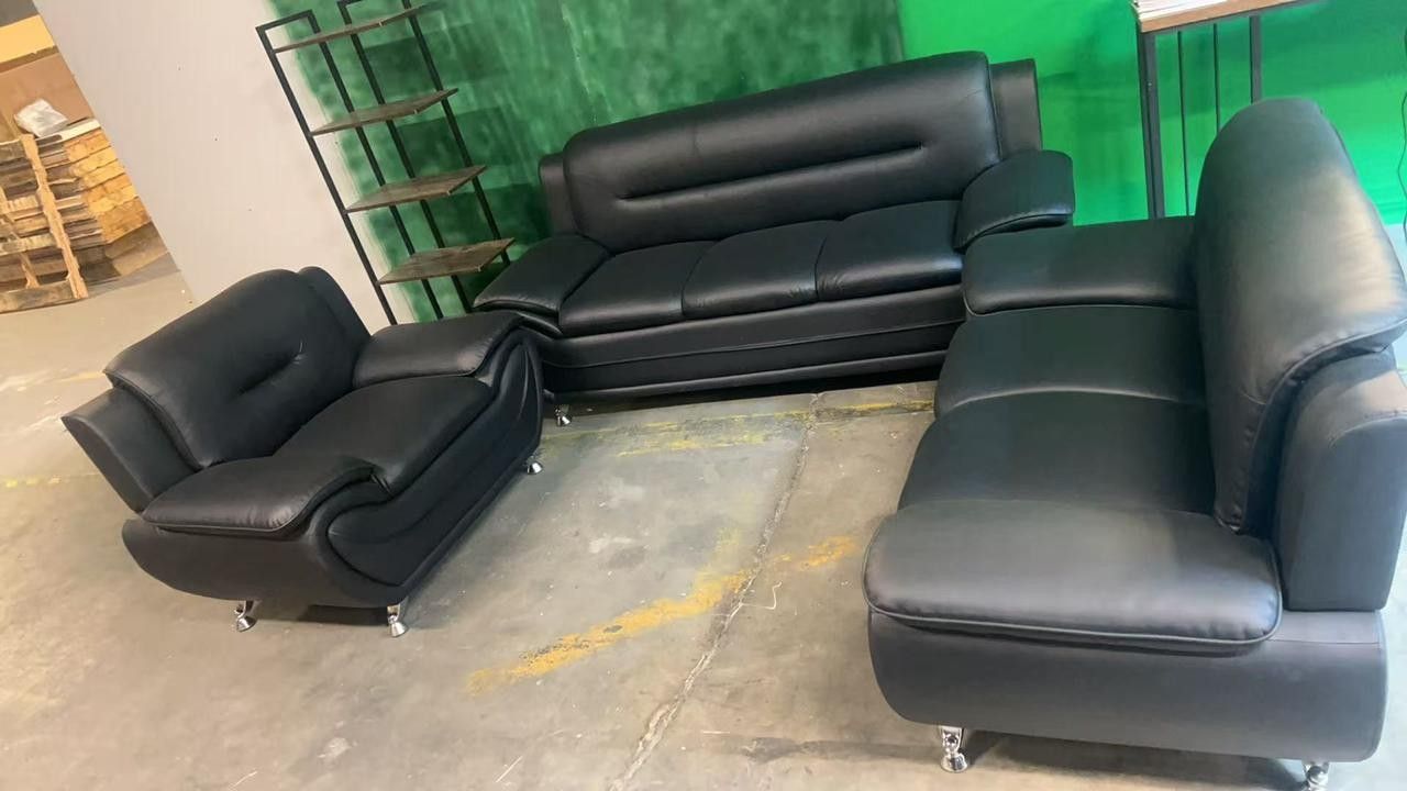 3 Piece Black Sofa Set