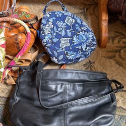  Era Bradley Bag Black Leather Purse Made In USA 35 Dollars 