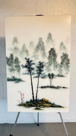 Impression landscape acrylic painting on solid wood canvas