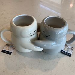 MAINSTAYS CREAM & GRAY SCULPTED COFFEE MUG 