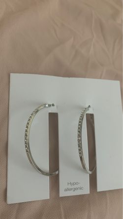 Silver diamond hoops
