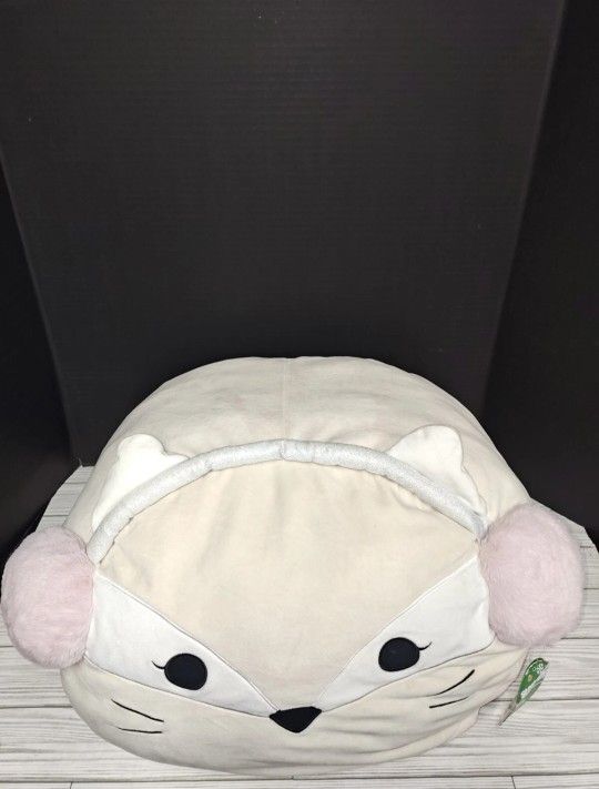Squishmallows Nadine Fox Creme Pink Ear Muffs 20" Plush Stackable Pillow