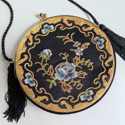 Chinese Hand Embroidered Flower Design Evening Bag