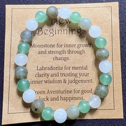 Moonstone, Labradorite, & Green Aventurine Bracelet For New Beginnings