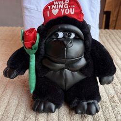 MTY International Plush& Faux Leather Gorilla W/Rose “Wild Thing…I ❤️You” On Hat