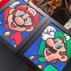 Mario & Luigi pictures with wood frames