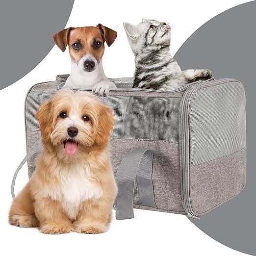 NEW! Size XLCat Carriers Soft Sided Pet Carrier for Cats Dogs ,Airline Approved Carrier Bag(Grey)